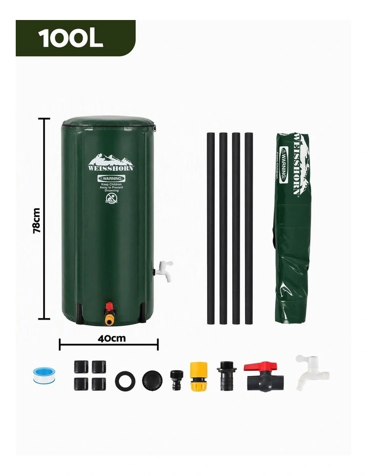 Weisshorn 100L/22Gal Collapsible Rain Barrel PVC Water Tank Collection Storage for Garden Irrigation image 2