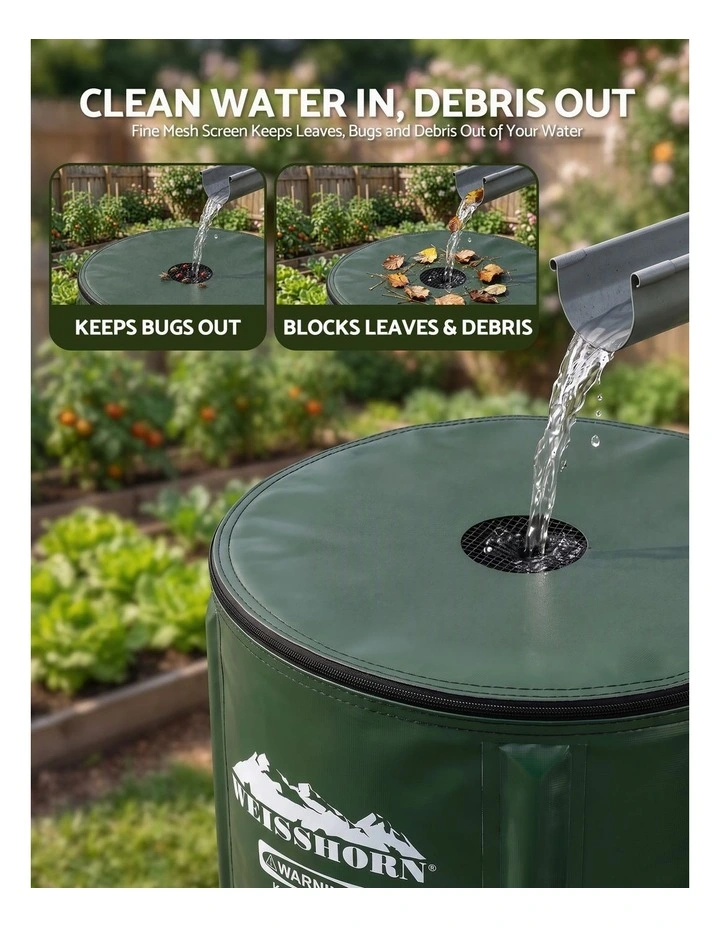 Weisshorn 100L/22Gal Collapsible Rain Barrel PVC Water Tank Collection Storage for Garden Irrigation image 4