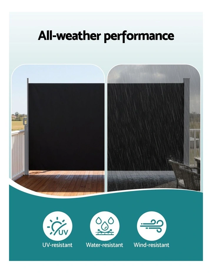 Instahut 1.4X3M Side Awning Retractable Privacy Screen Outdoor Sun Shade Black image 6