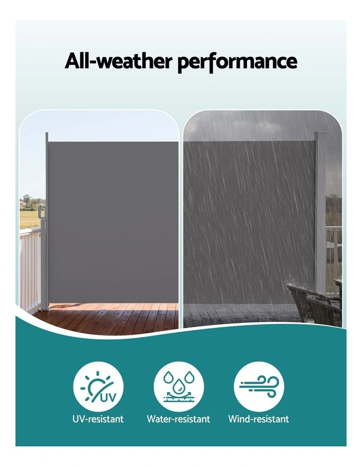 Instahut 1.8X3.5M Side Awning Retractable Privacy Screen Outdoor Sun Shade Grey image 6