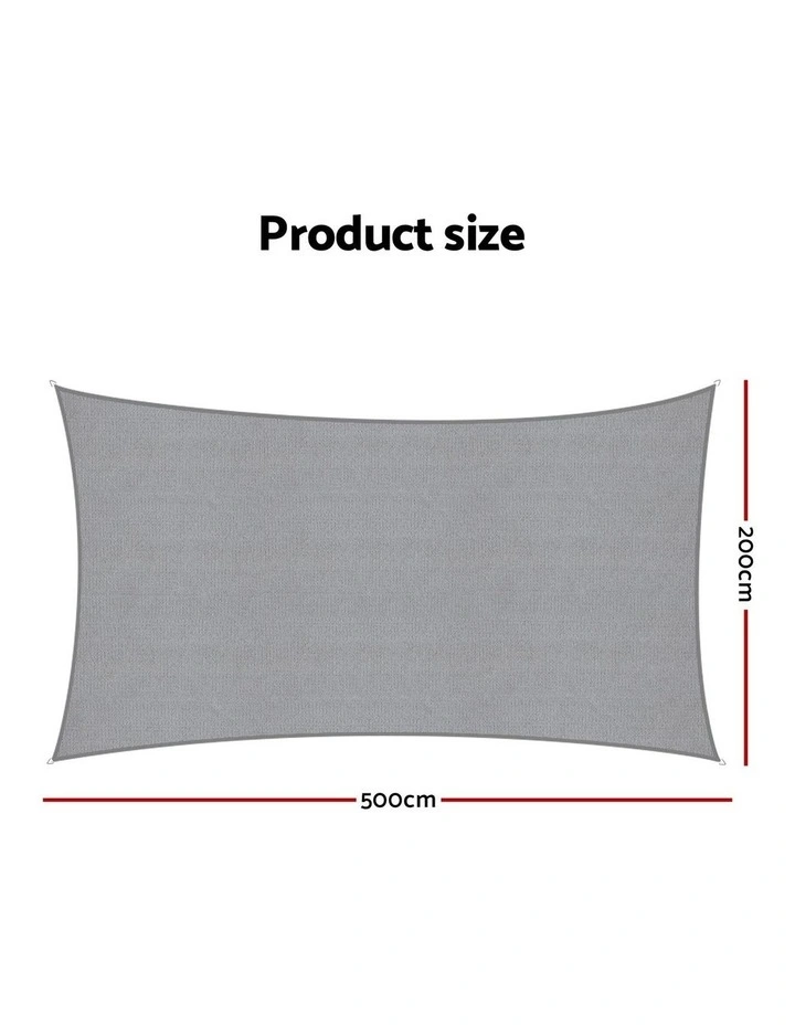 Instahut Sun Shade Sail Cloth 98% UV Block Outdoor Canopy Rectangle 2X5M Grey image 2