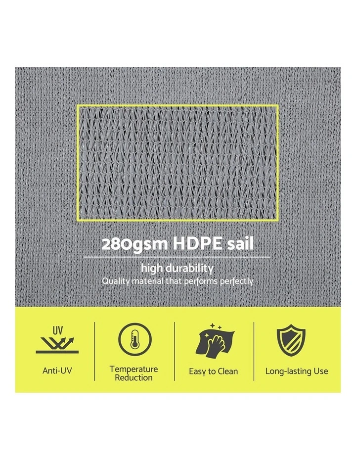 Instahut Sun Shade Sail Cloth 98% UV Block Outdoor Canopy Rectangle 2X5M Grey image 4