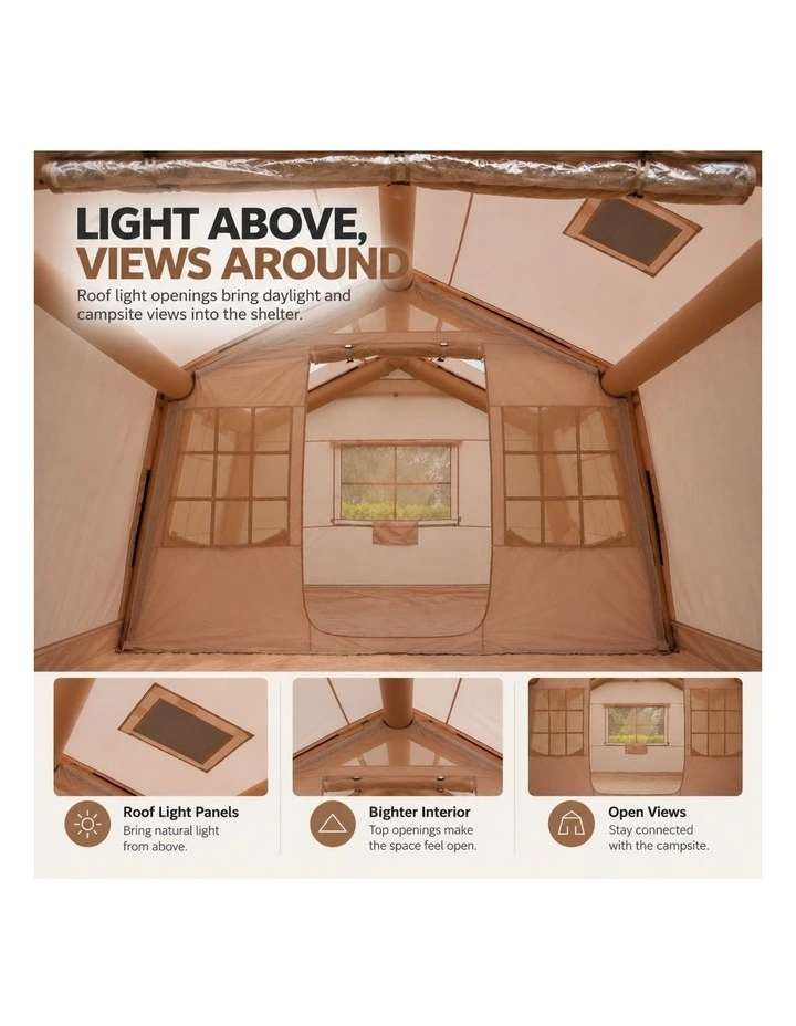 Weisshorn Inflatable Cabin Tent 300x400cm Side Awning Roof Skylight image 5
