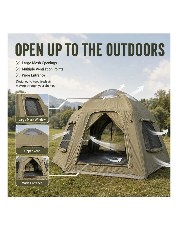 Weisshorn 4 Person Inflatable Camping Tent TC Canvas Sun Shade Rain-Ready image 6