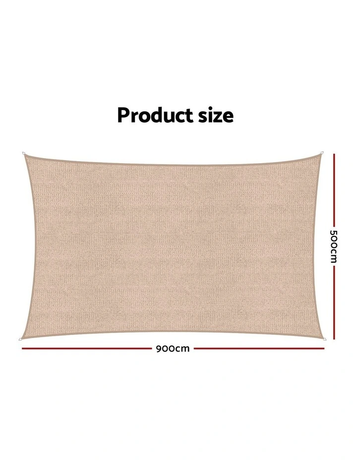 Instahut Sun Shade Sail Cloth 98% UV Block Outdoor Canopy Rectangle 5X9M Beige image 2