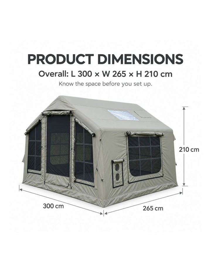 Weisshorn Inflatable Camping Tent Cabin Style with Skylight Mesh 300x265cm image 5