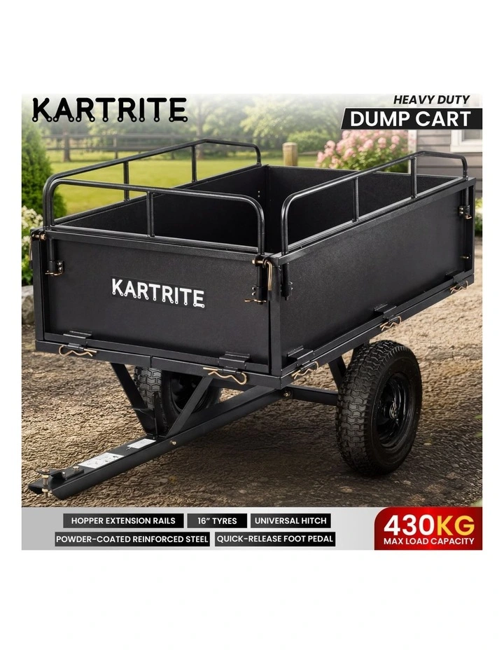 Kartrite 430kg Heavy-Duty Steel Dump Cart with Foot Pedal Dumping System image 2