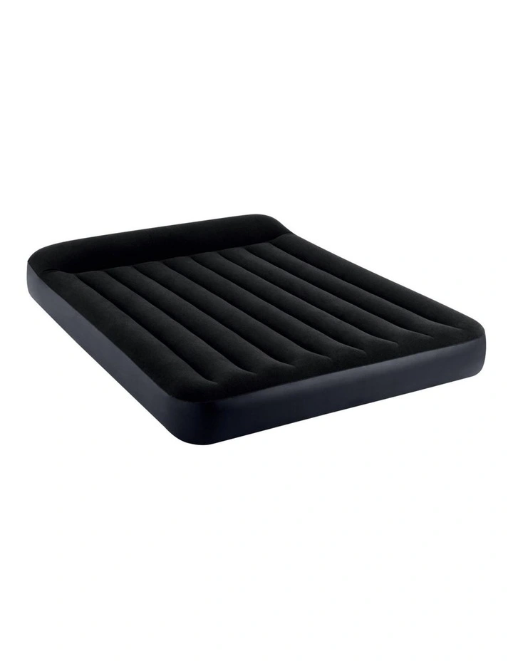 Intex Dura-Beam Classic Inflatable Queen Airbed Mattress with Pillow Rest Black image 1