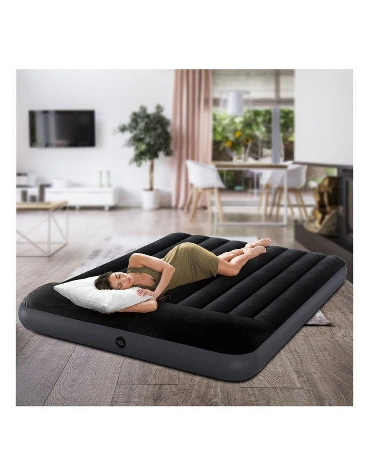Intex Dura-Beam Classic Inflatable Queen Airbed Mattress with Pillow Rest Black image 2