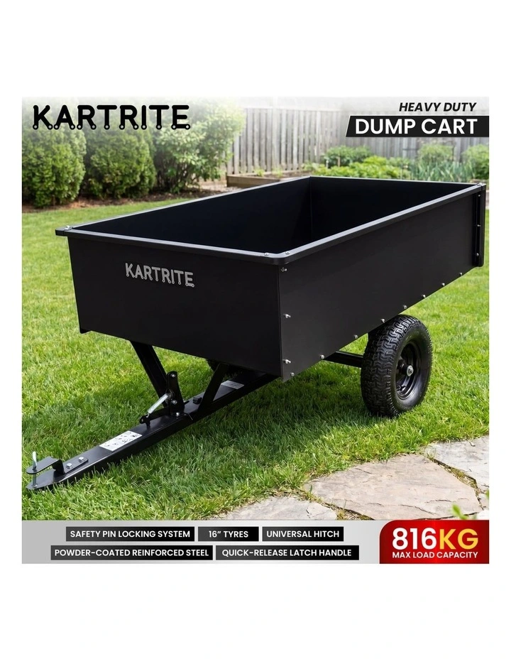 Kartrite 816kg Heavy-Duty Steel Dump Cart with Quick-Release Dumping Handle image 2
