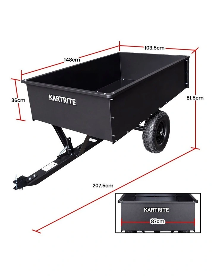Kartrite 816kg Heavy-Duty Steel Dump Cart with Quick-Release Dumping Handle image 3