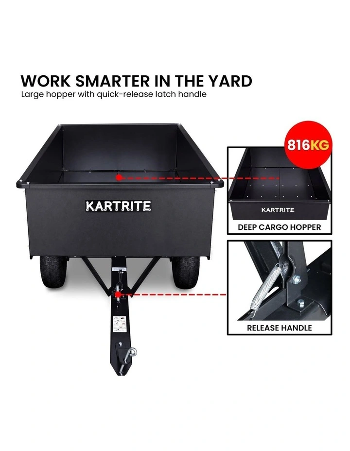 Kartrite 816kg Heavy-Duty Steel Dump Cart with Quick-Release Dumping Handle image 5