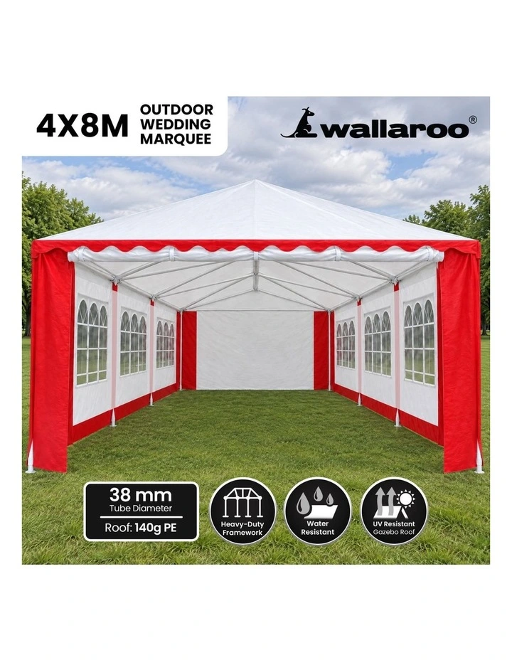 Wallaroo 4x8m Outdoor Event Wedding Marquee Tent Gazebo Canopy Red image 2
