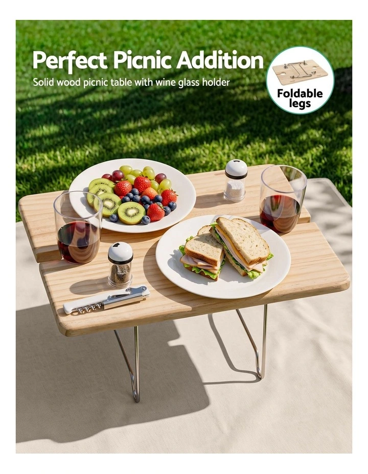 Alfresco 2 Person Insulated Picnic Basket Set with Foldable Wood Table Mat image 3