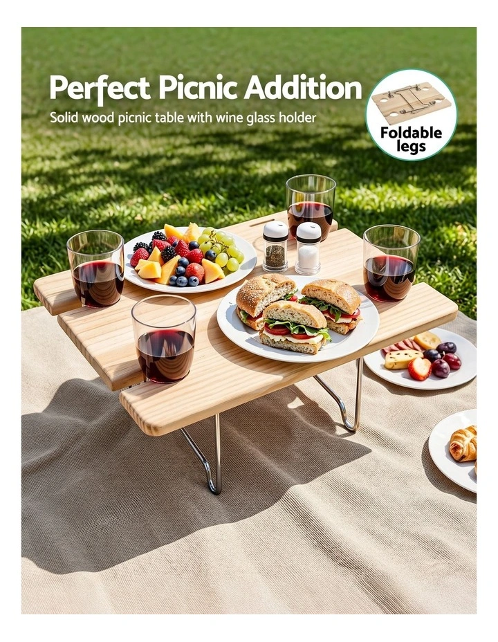 Alfresco 4 Person Insulated Picnic Basket Set with Foldable Wood Table Mat image 3