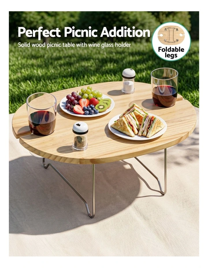 Alfresco 2 Person Insulated Picnic Basket Set with Foldable Wood Table image 3