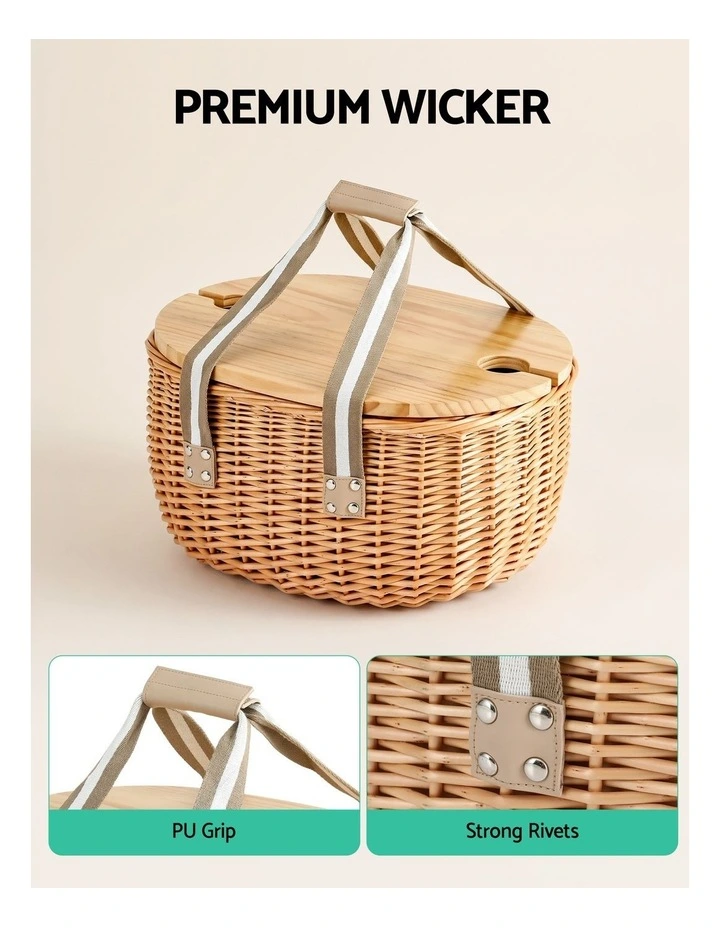 Alfresco 2 Person Insulated Picnic Basket Set with Foldable Wood Table image 5