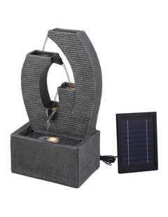 Gardeon Solar Fountain 5 Levels Cascading Water Feature Resin 50cm Black