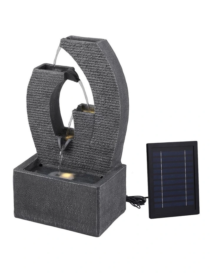 Gardeon Solar Fountain 5 Levels Cascading Water Feature Resin 50cm Black image 1