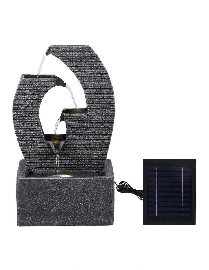 Gardeon Solar Fountain 5 Levels Cascading Water Feature Resin 50cm Black image 3