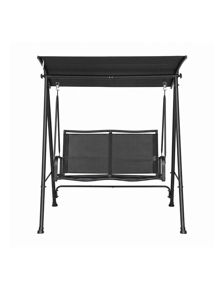 Gardeon Outdoor Swing Chair with Adjustable Canopy 142cmx172cm Stand Black image 3