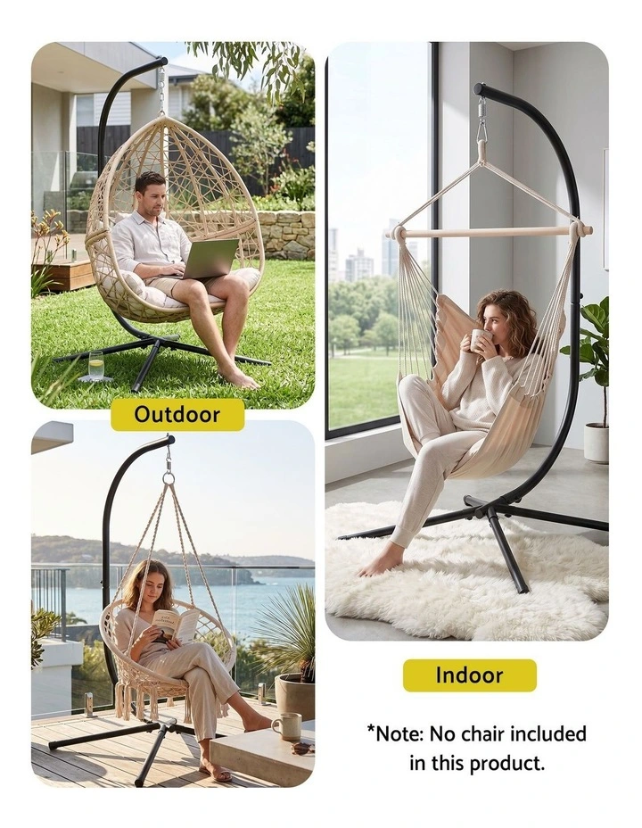 Gardeon Hammock Stand 150kg Capacity Metal Frame for Hanging Chairs Black image 6