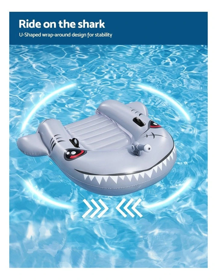 Bestway Shark Ride-On Pool Float Toy Floaties for Kids 45kg Capacity Grey image 5