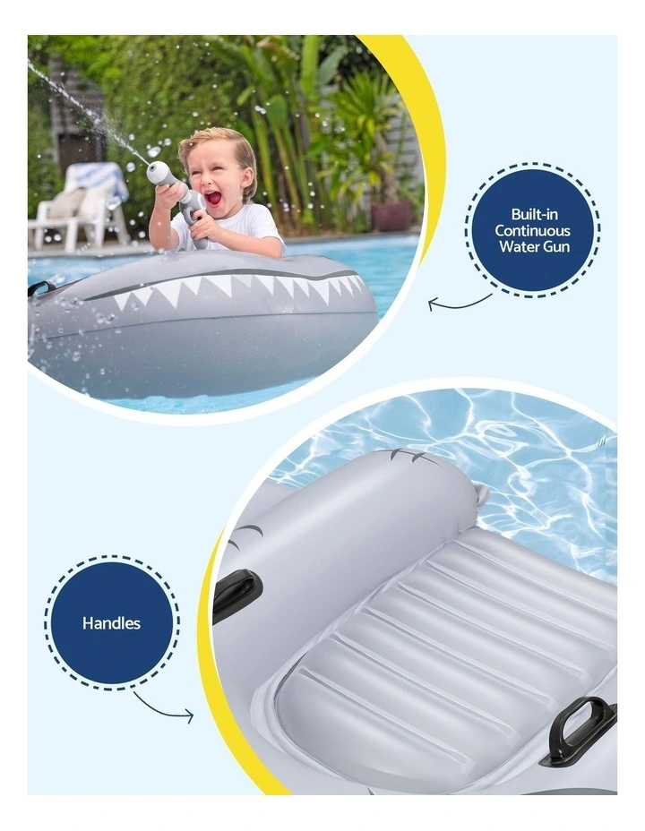 Bestway Shark Ride-On Pool Float Toy Floaties for Kids 45kg Capacity Grey image 6
