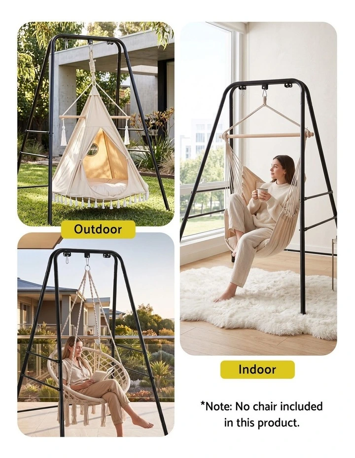 Gardeon Hammock Stand 135cm x180cm Steel Frame for Hanging Chairs Black image 6