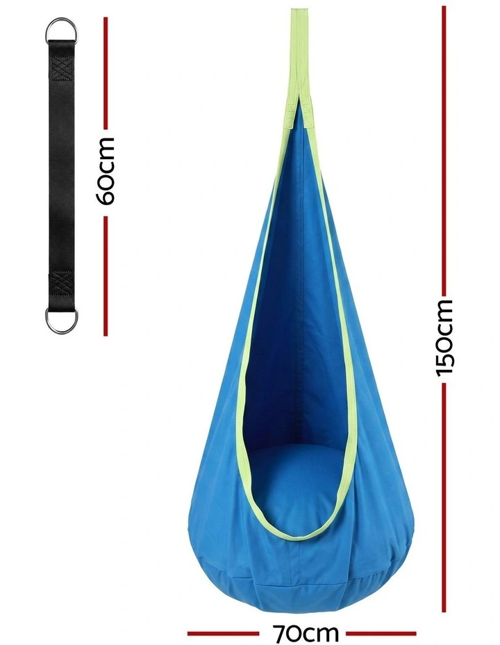 Gardeon Kids Hammock Chair Camping 70cmx150cm with Cushion Storage Bag Blue image 2