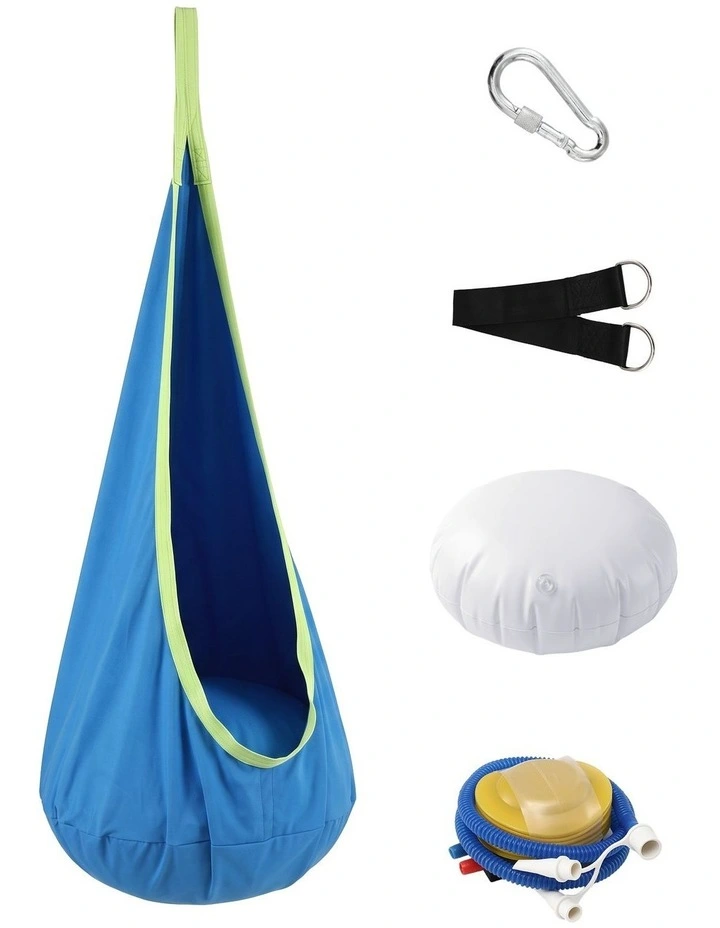 Gardeon Kids Hammock Chair Camping 70cmx150cm with Cushion Storage Bag Blue image 3
