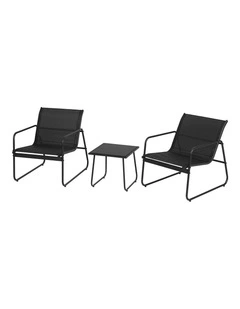 Gardeon Outdoor Bistro Set 3 Piece Patio Furniture Textilene Chairs Glass Table