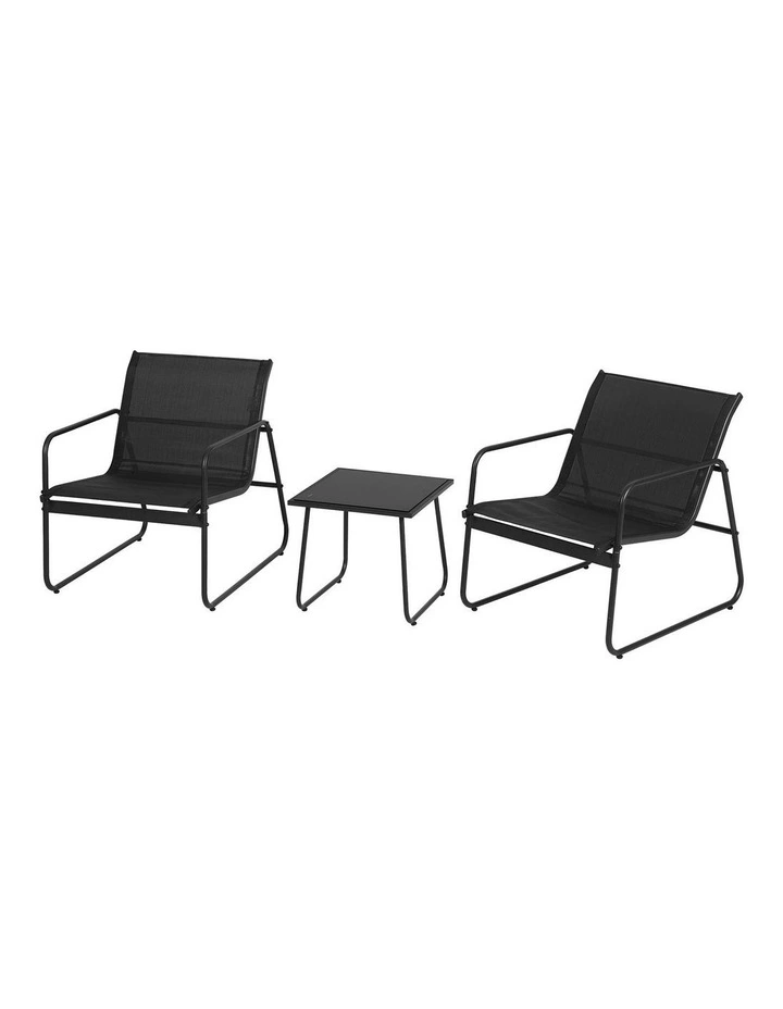Gardeon Outdoor Bistro Set 3 Piece Patio Furniture Textilene Chairs Glass Table image 1