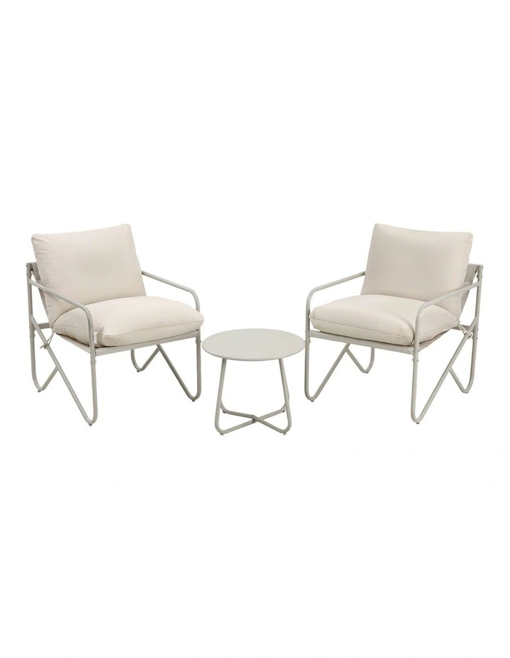 Gardeon Outdoor Bistro Set 3 Piece Patio Furniture Conversation Table and Chairs Khaki image 1