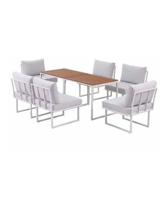 Gardeon 6 Seater Outdoor Dining Sofa Set Steel Frame Cushions White
