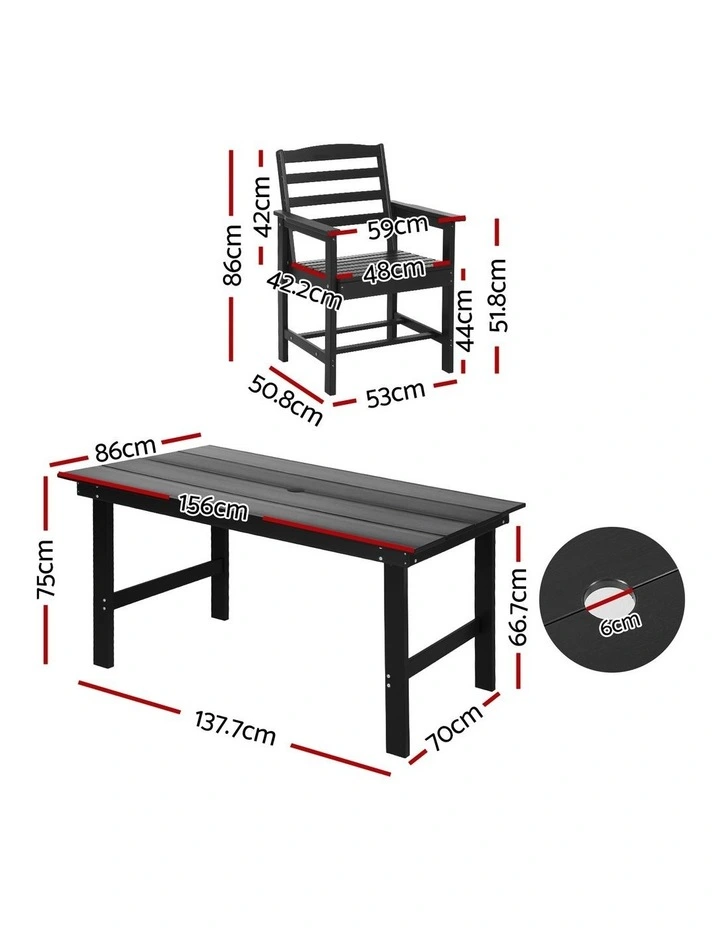 Gardeon 7 Piece Outdoor Dining Set Patio HDPE Table and Chairs Garden Furniture image 2