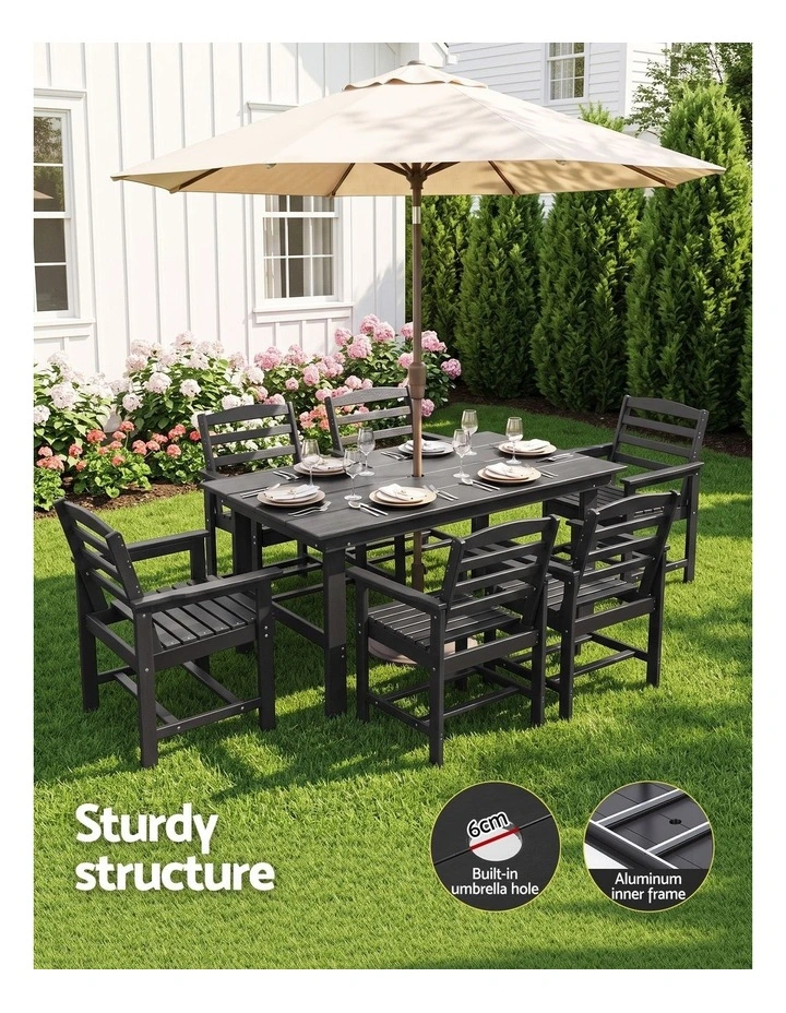 Gardeon 7 Piece Outdoor Dining Set Patio HDPE Table and Chairs Garden Furniture image 5