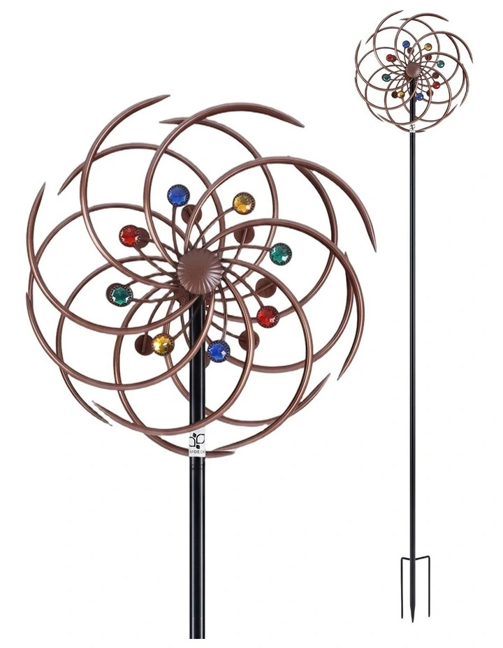 Gardeon Garden Windmill Metal Wind Spinner Double Layer 190cm Bronze image 1