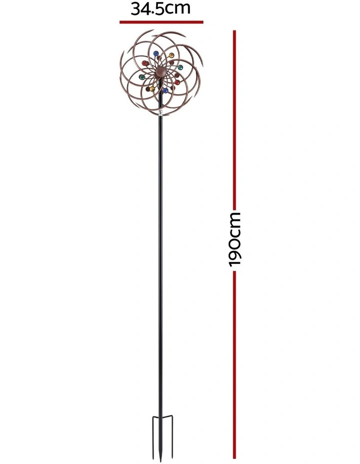 Gardeon Garden Windmill Metal Wind Spinner Double Layer 190cm Bronze image 2