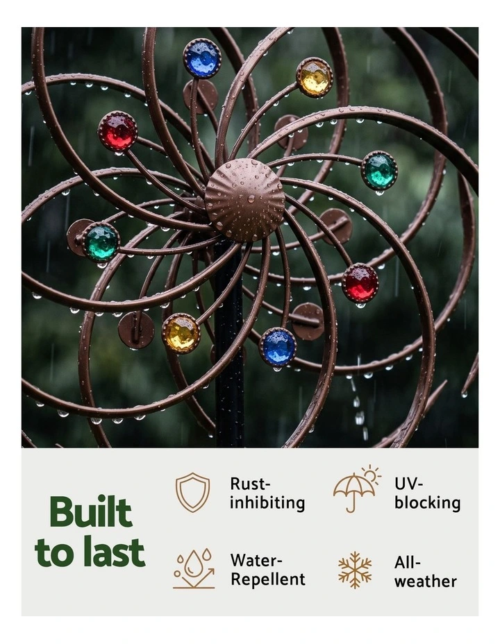 Gardeon Garden Windmill Metal Wind Spinner Double Layer 190cm Bronze image 5