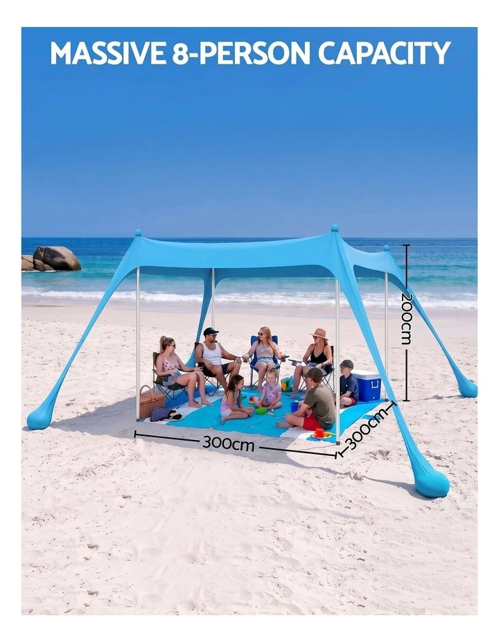 Weisshorn Beach Tent Sun Shelter UPF 50  Shade 3x3m for 8 Person Outdoor image 2