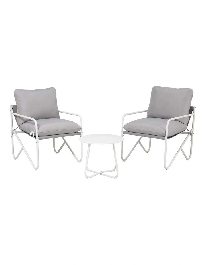 Gardeon Outdoor Bistro Set 3 Piece Patio Furniture Conversation Table and Chairs Grey image 1