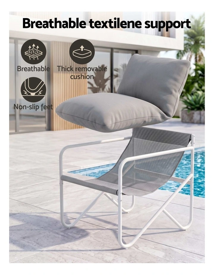 Gardeon Outdoor Bistro Set 3 Piece Patio Furniture Conversation Table and Chairs Grey image 5