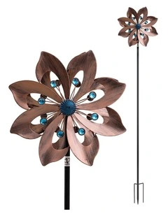Gardeon Garden Windmill Double Layer Metal Wind Spinner 190cm Bronze