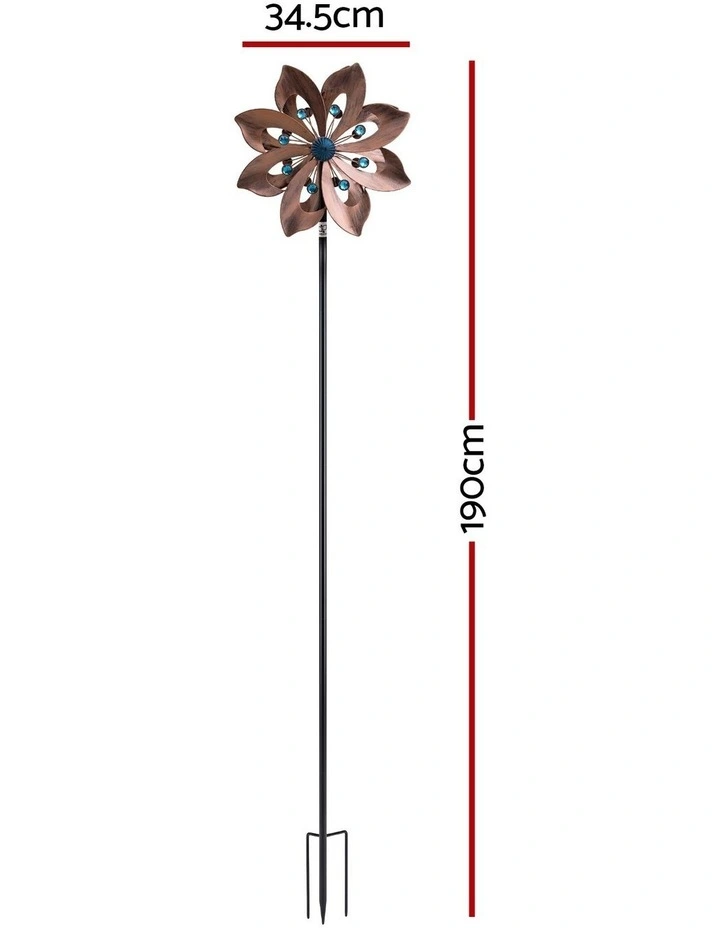 Gardeon Garden Windmill Double Layer Metal Wind Spinner 190cm Bronze image 2