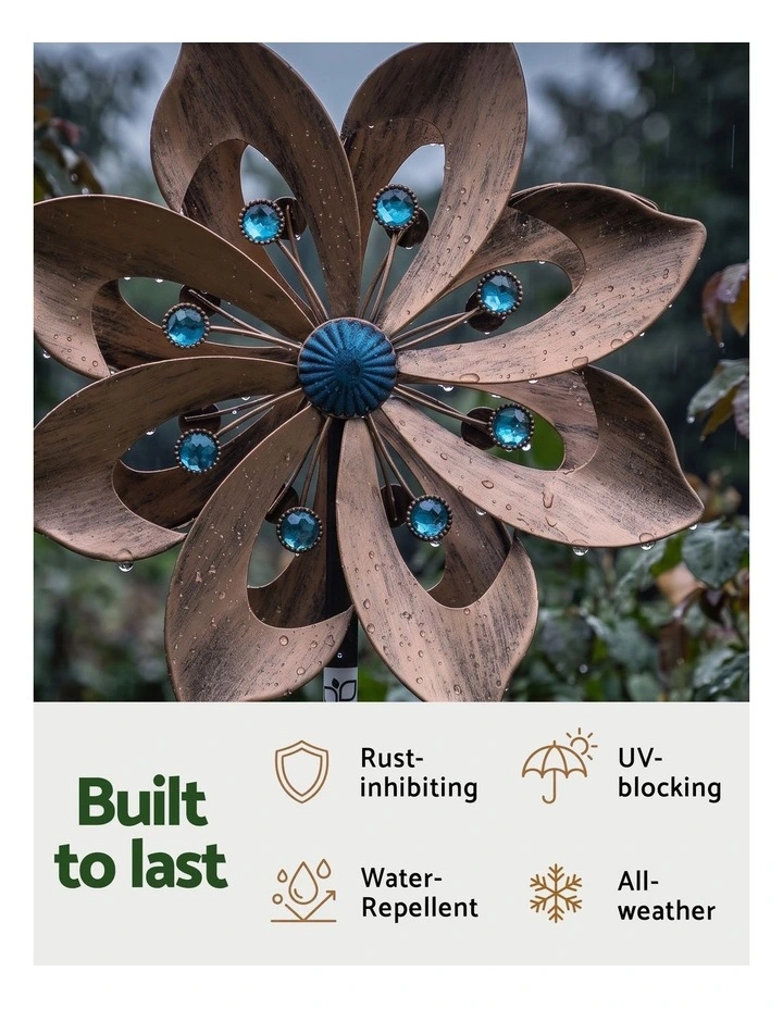 Gardeon Garden Windmill Double Layer Metal Wind Spinner 190cm Bronze image 5