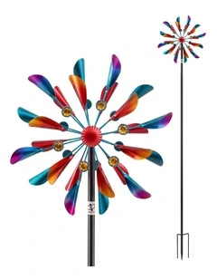 Gardeon Garden Windmill Metal Double Wind Spinner Outdoor Lawn Decor 190cm