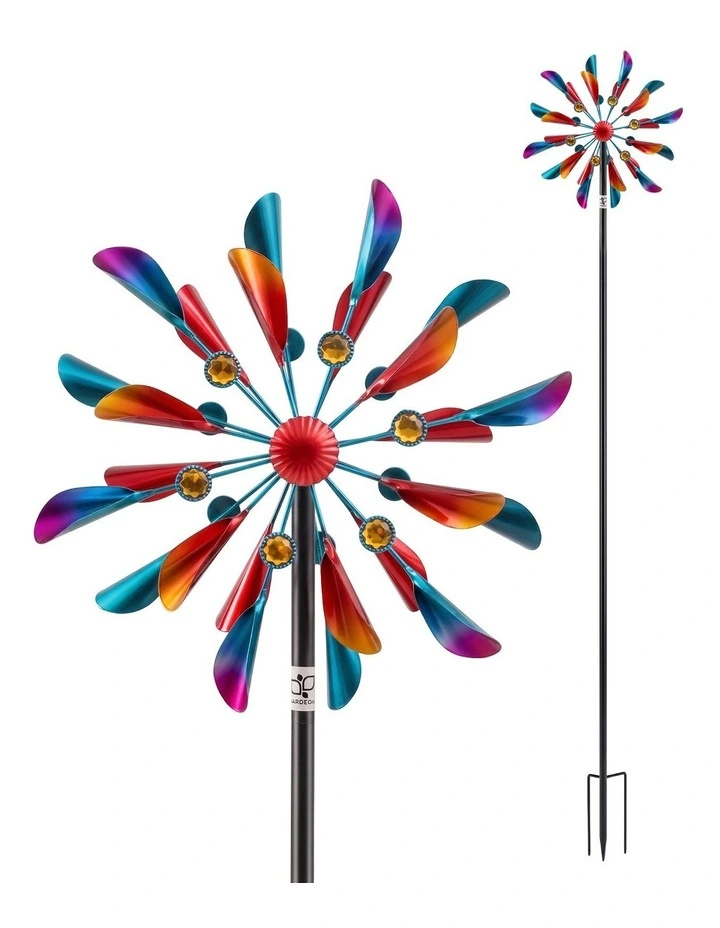 Gardeon Garden Windmill Metal Double Wind Spinner Outdoor Lawn Decor 190cm image 1