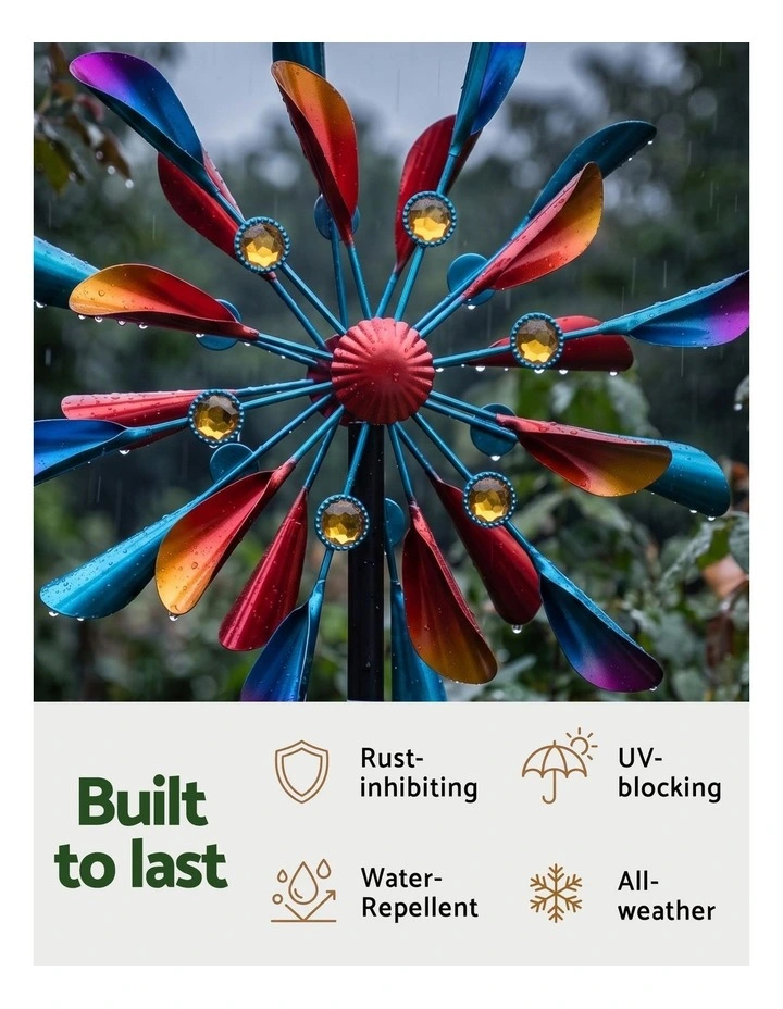 Gardeon Garden Windmill Metal Double Wind Spinner Outdoor Lawn Decor 190cm image 5