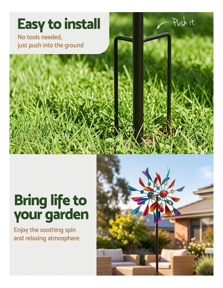 Gardeon Garden Windmill Metal Double Wind Spinner Outdoor Lawn Decor 190cm image 6